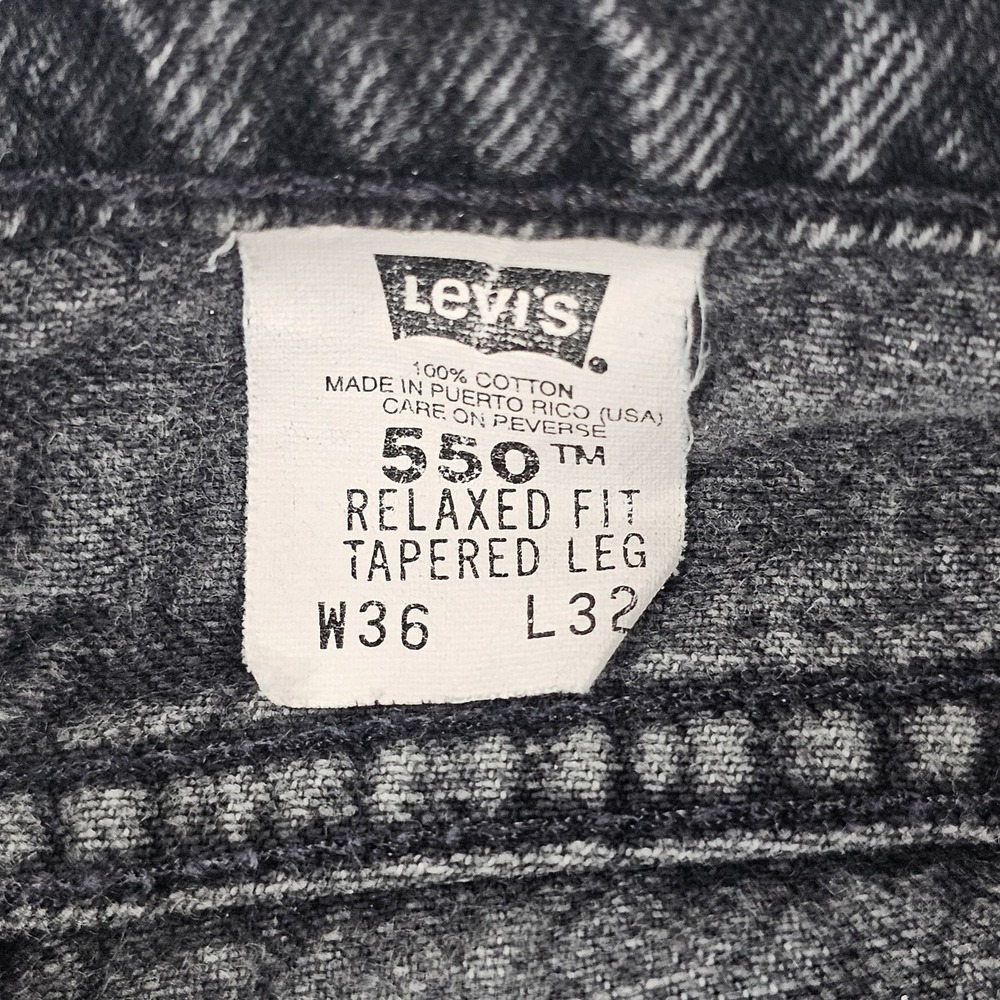 Vintage 90s Levi's 550 Orange Tab Black Denim Jeans Men's Size 36x32 Tapered - Picture 2 of 14